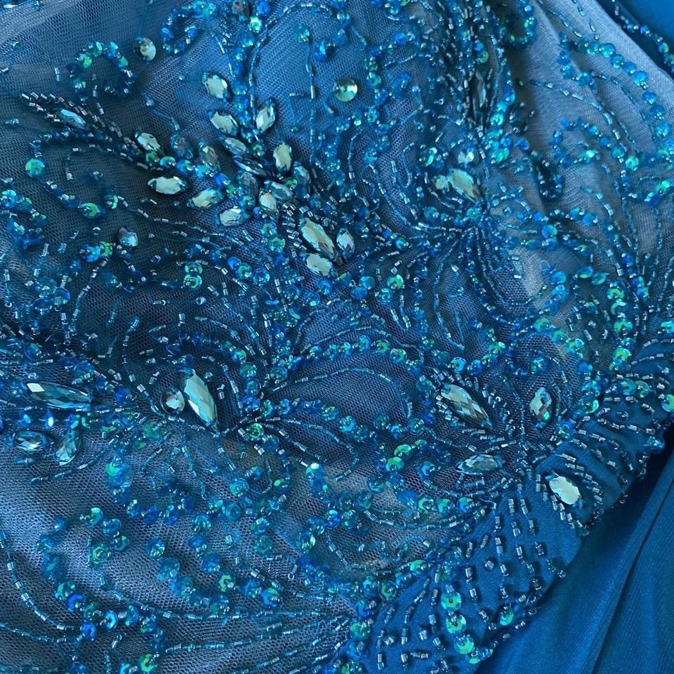 Goya teal gem evening dress & shawl UK 6