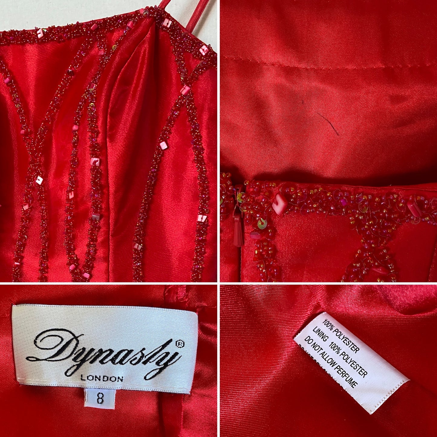 Red Dynasty beaded a-line prom dress & shawl uk 6