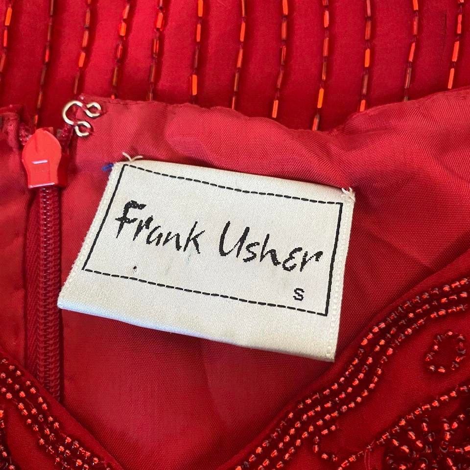 Frank Usher red beaded/sequin evening dress UK 10