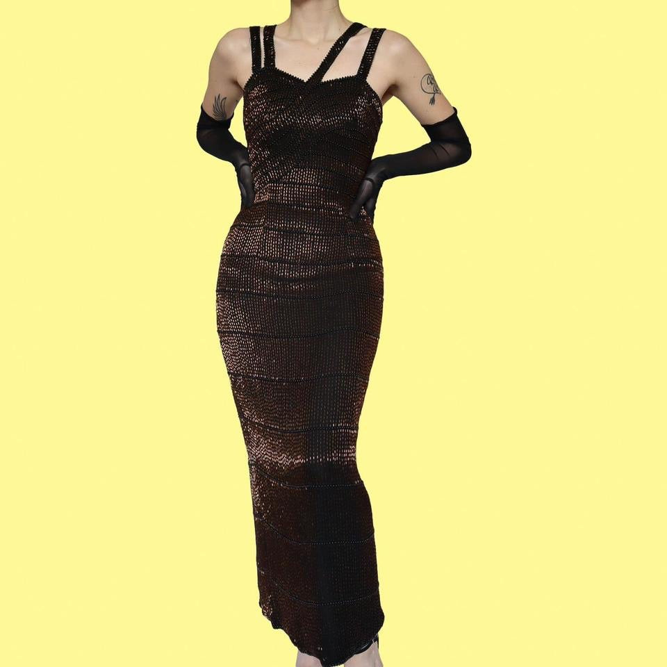 100% silk beaded evening dress UK 10