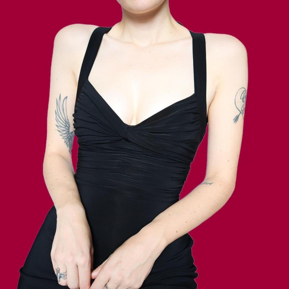 Black stretch evening dress UK 10-12