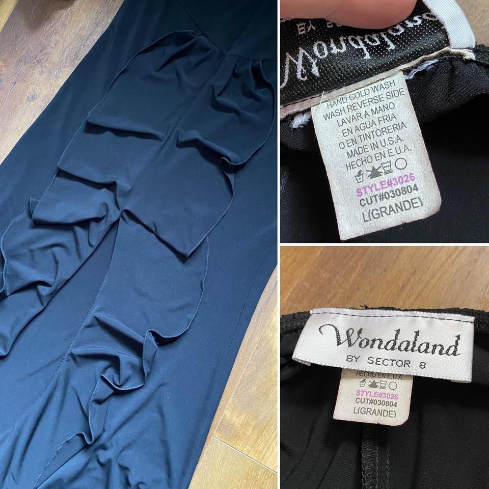 Wondaland black & pink stretch evening dress uk 12