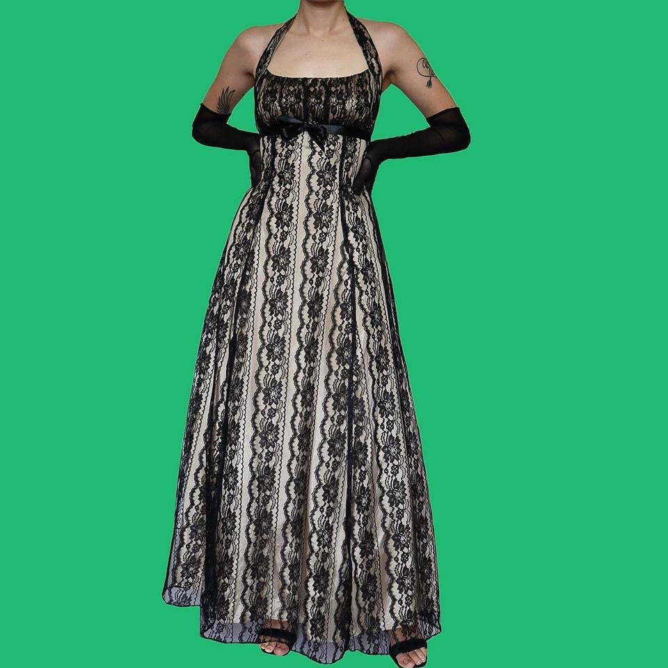 Zum Zum lace halter neck evening prom gown UK 12