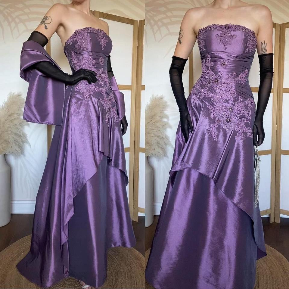 Goya purple strapless prom gown & shawl uk 8