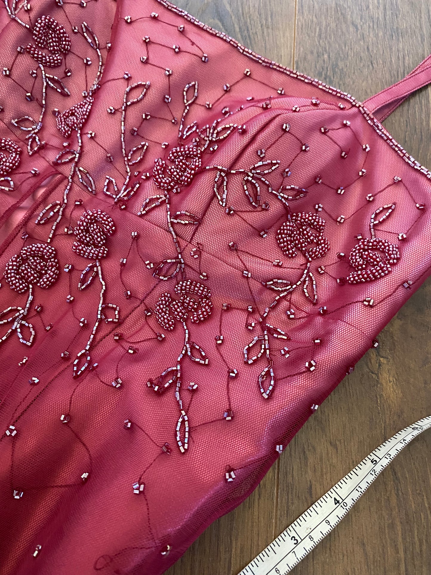 Ombre 90s beaded evening prom dress uk 10