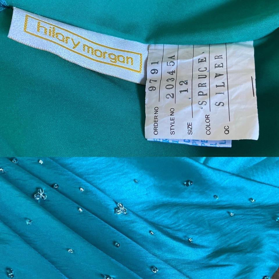 Teal Hilary Morgan strapless gown & shawl UK 12