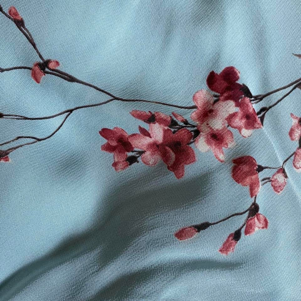 Blue floral evening slip dress size UK 12