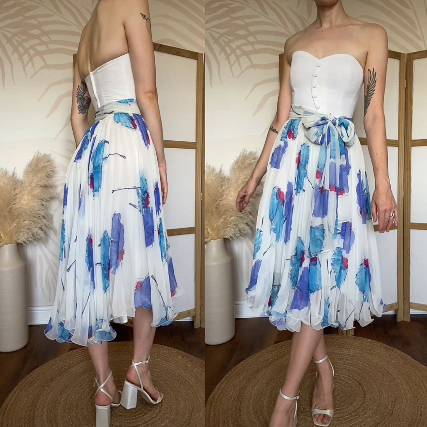 Dusk blue & white summer dress uk 6-8/XS