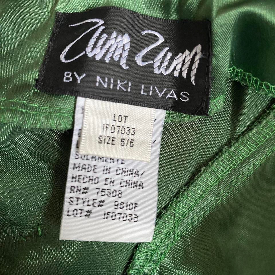 Zum Zum green satin evening dress UK 10