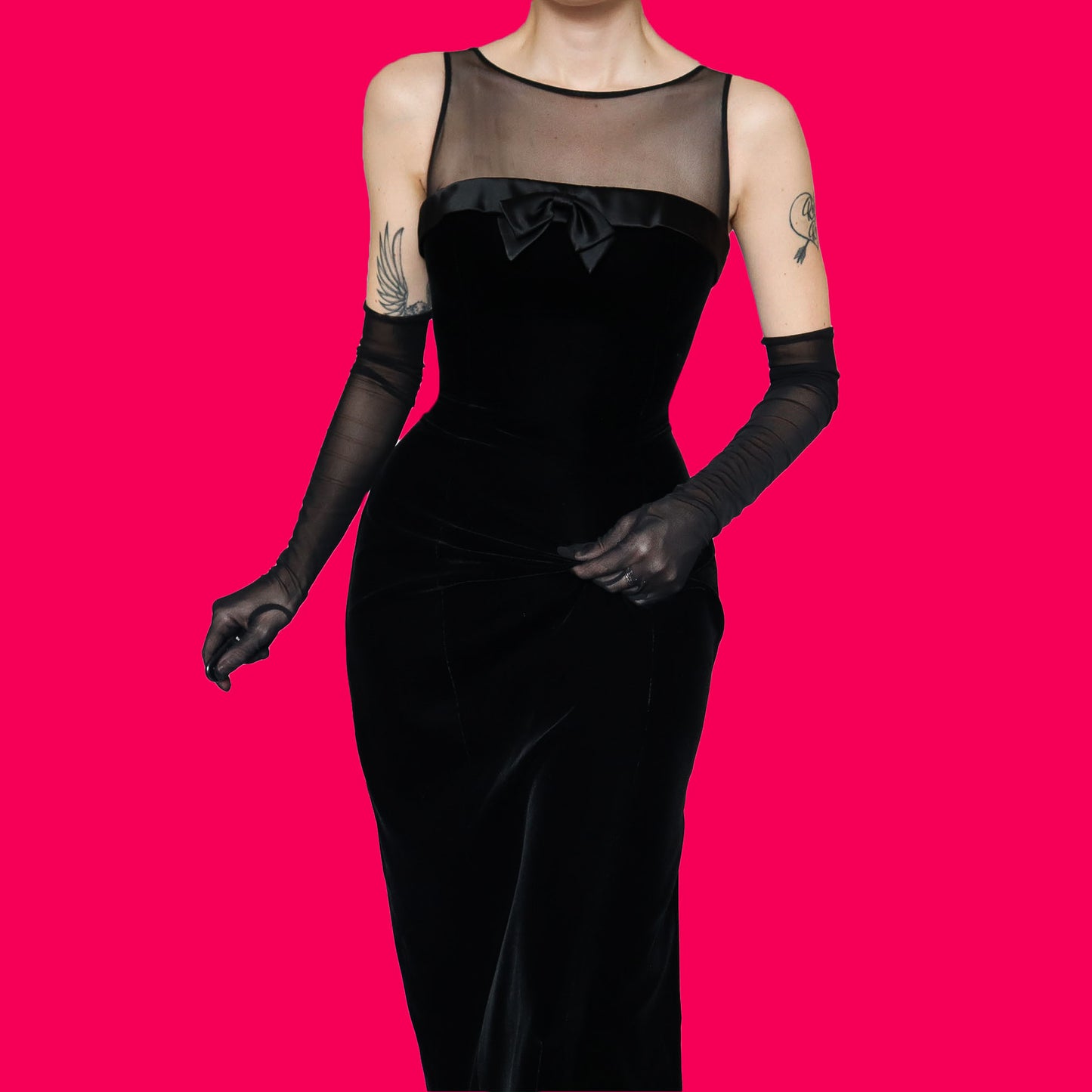 Simon Ellis black velvet evening dress UK 10-12