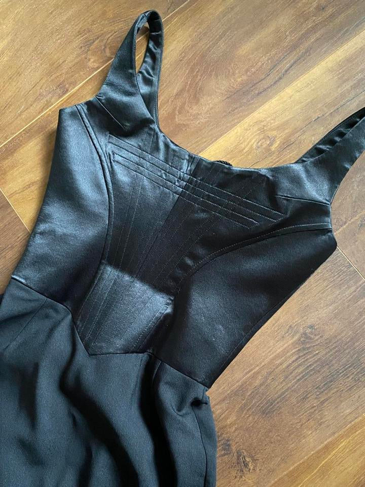 Dawn Stretton black corset evening dress uk 10
