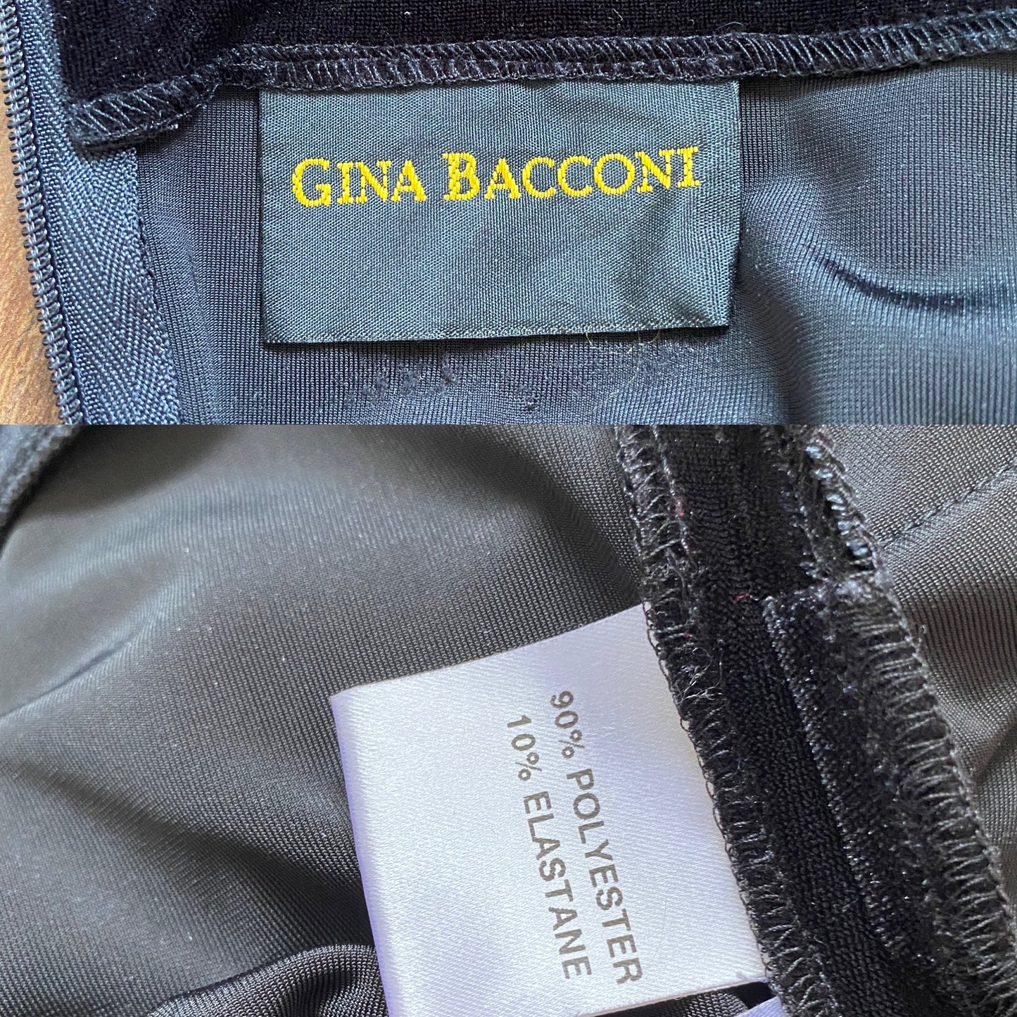 Gina Bacconi black velvet evening gown UK 14