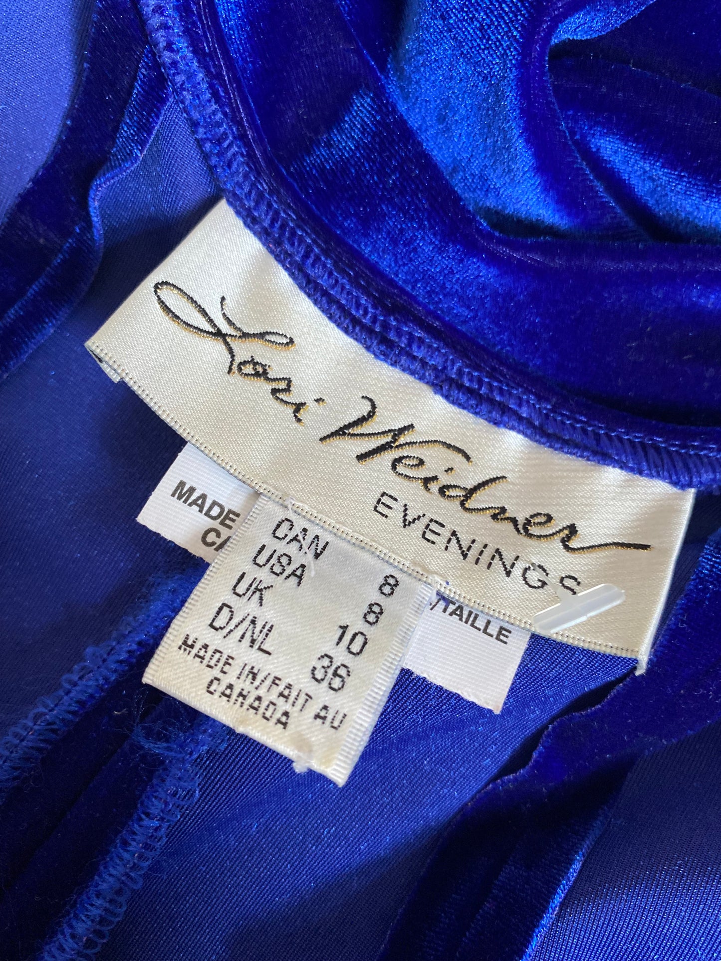 Electric blue velvet long sleeve evening dress UK 12