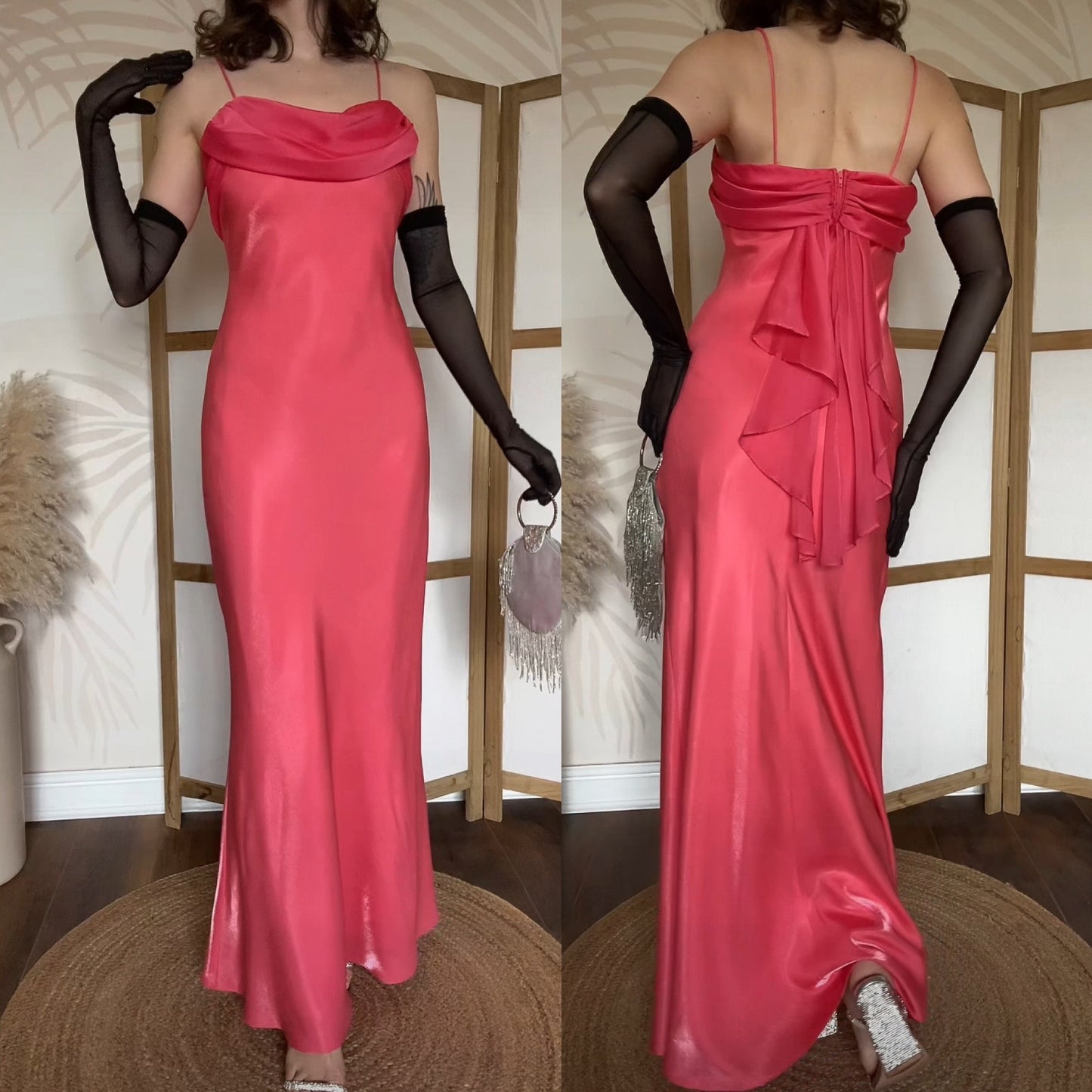 Betsy & Adam coral evening prom dress uk 6-8 & 8-10 available