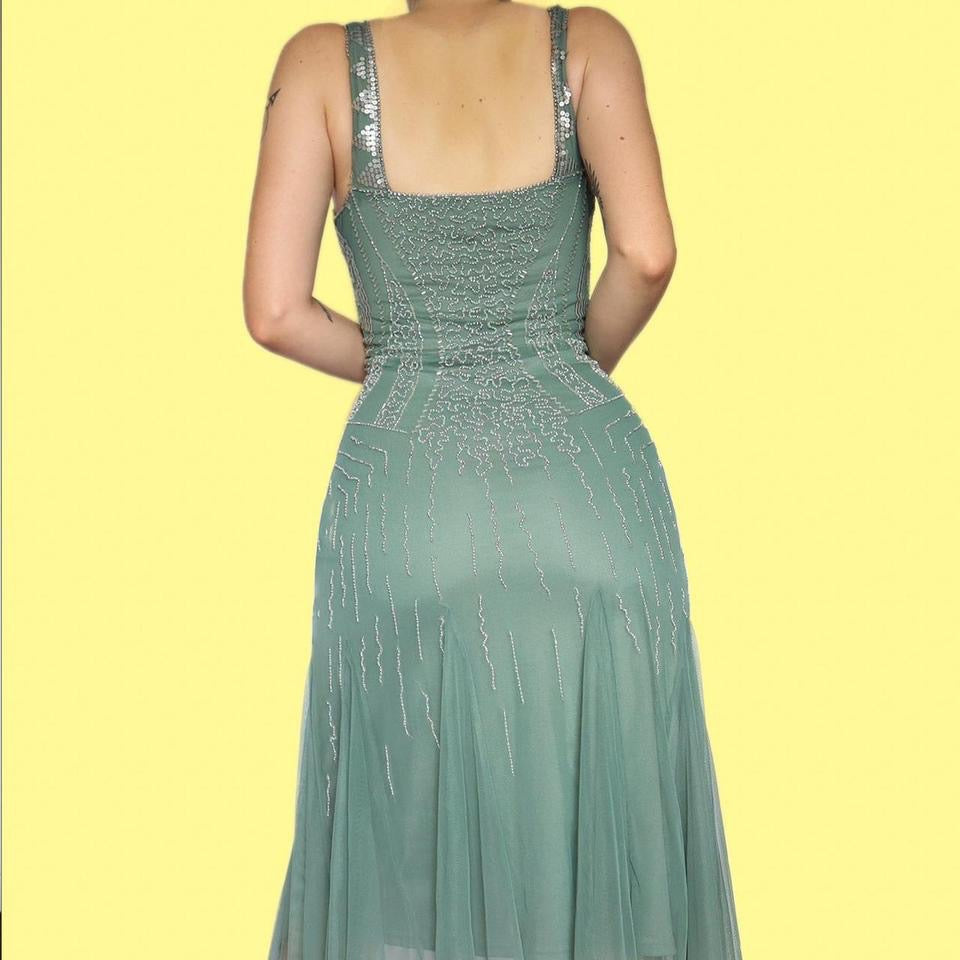 Bead & sequin Principles midi dress & shawl UK 14