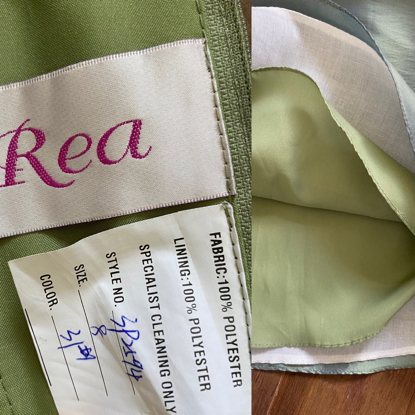 Rea green strapless prom dress uk 12