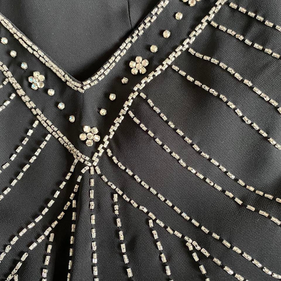 Black beaded halterneck midi dress UK 10