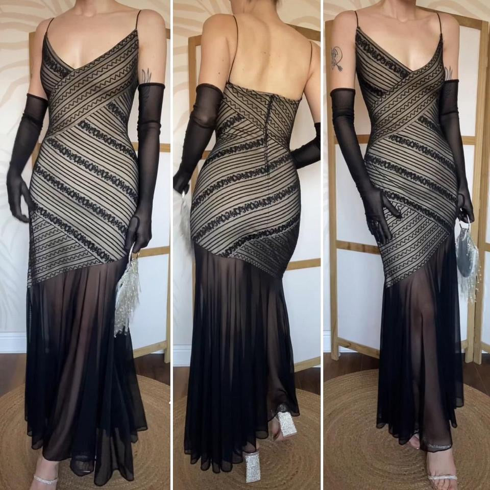 Tadashi bodycon sheer hem dress UK 14