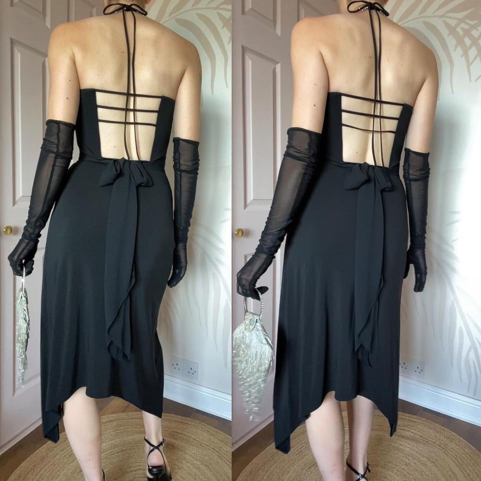 Chic black Dusk diamanté midi dress UK 10