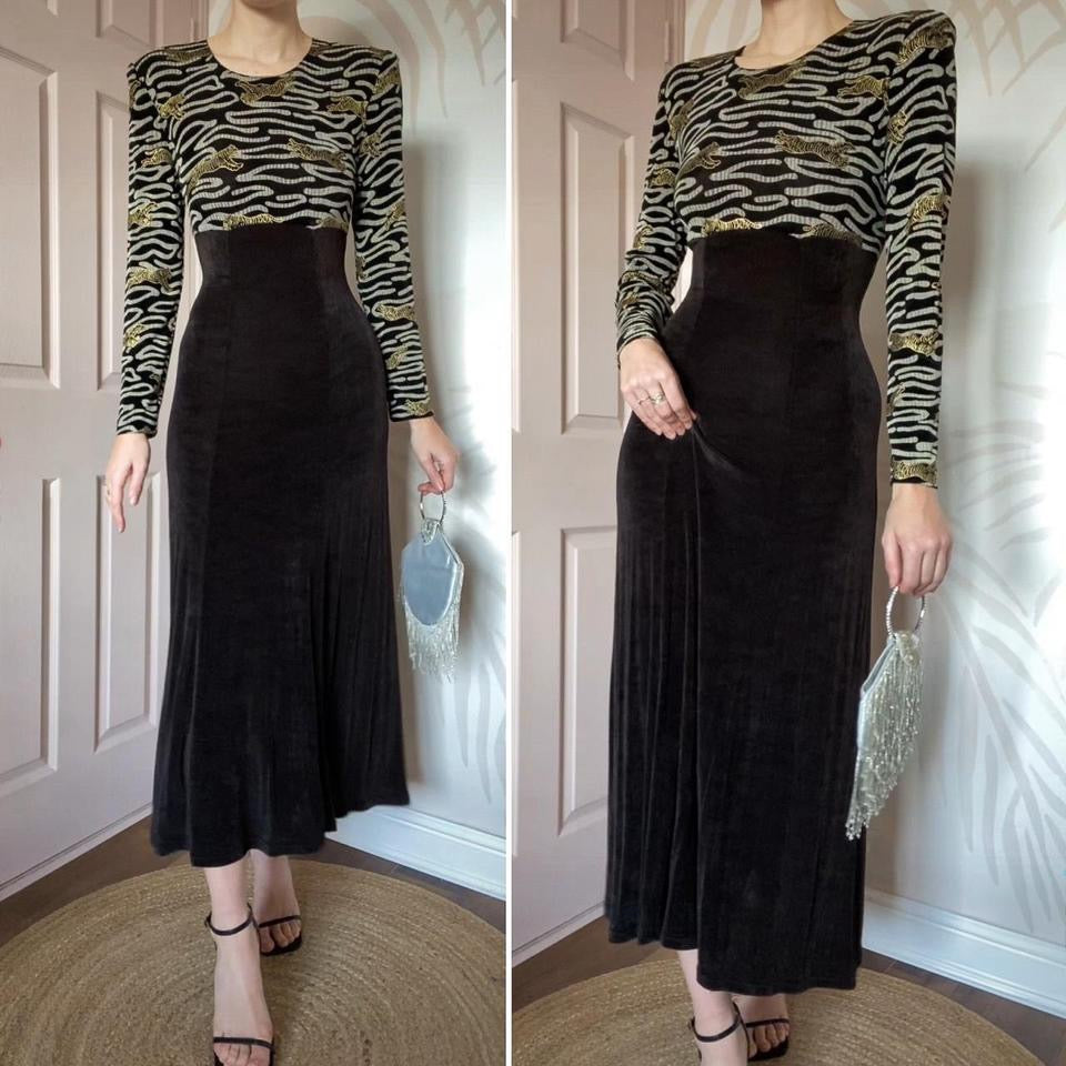 Joseph Ribkoff long sleeve stretch tiger print dress UK 10-12