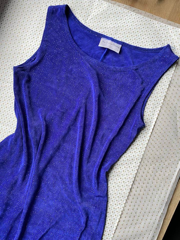 Bay Trading blue glittery stretch evening dress UK 10