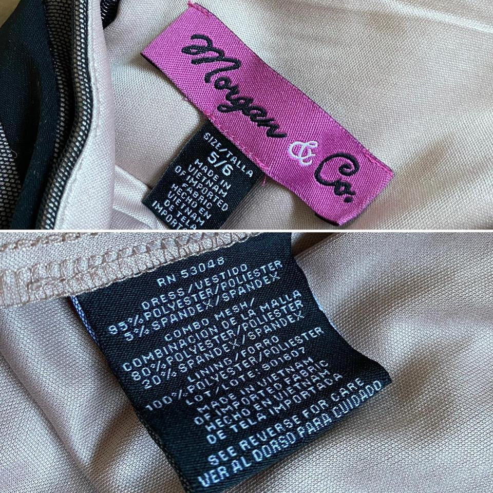 Morgan & Co black & tan stretch evening dress UK 10