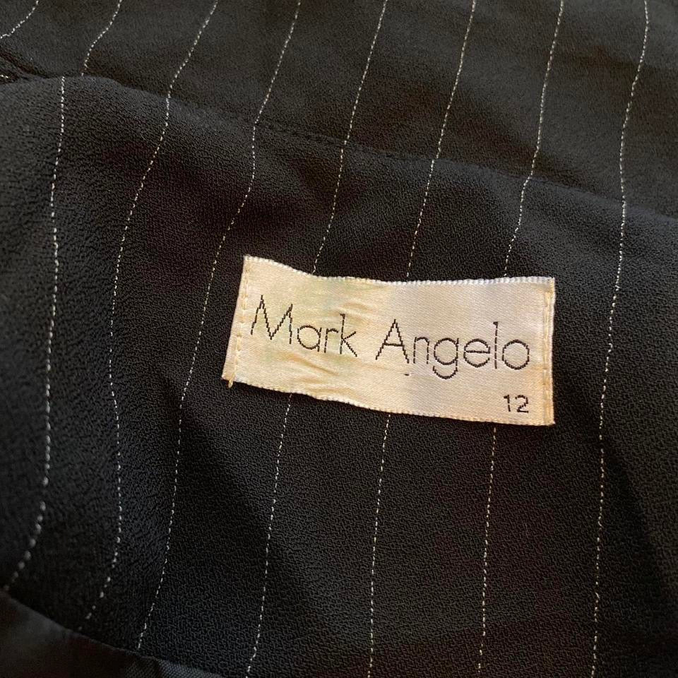 Black vintage Mark Angelo pinstripe long jacket UK 12