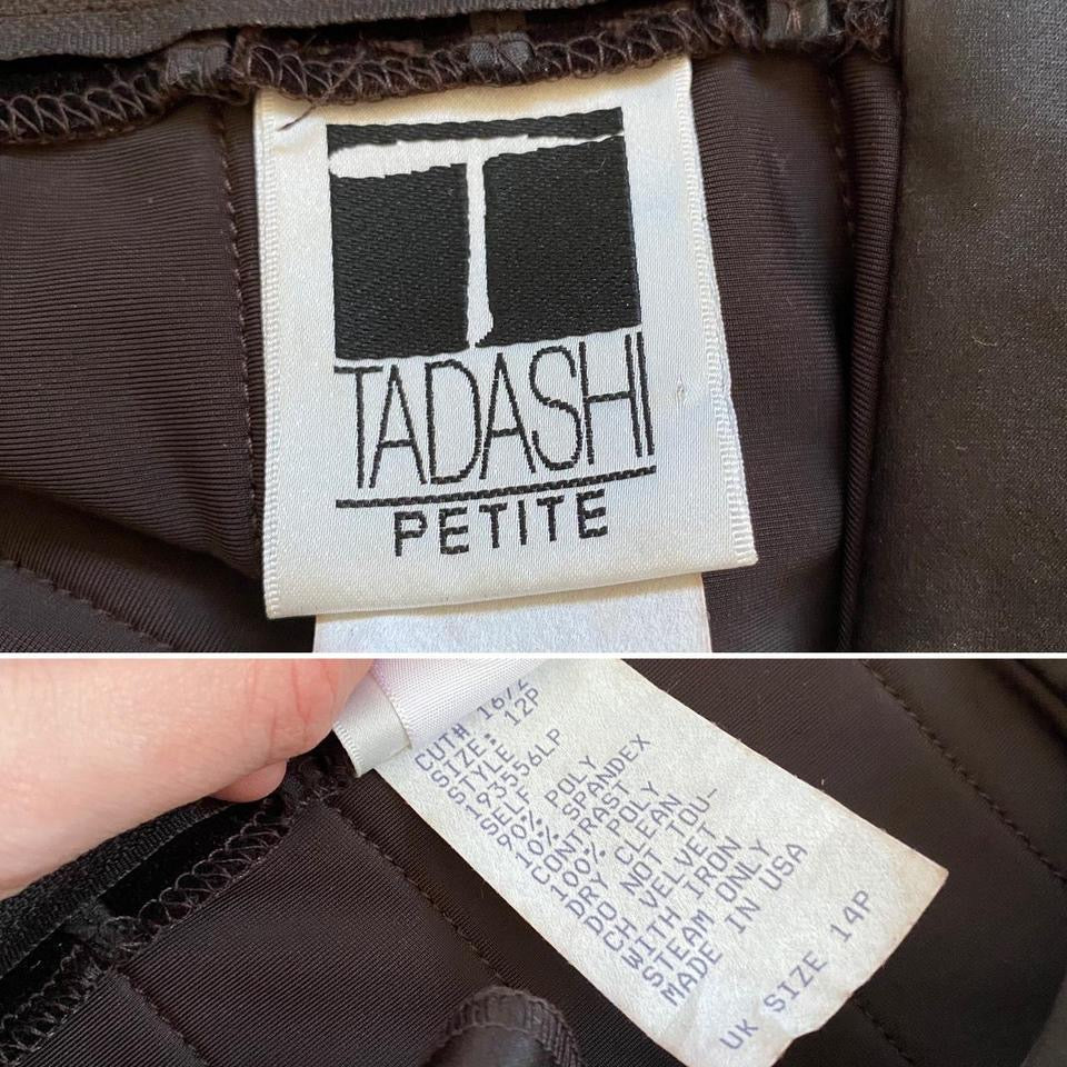 Tadashi Petite brown a-line evening dress UK 14