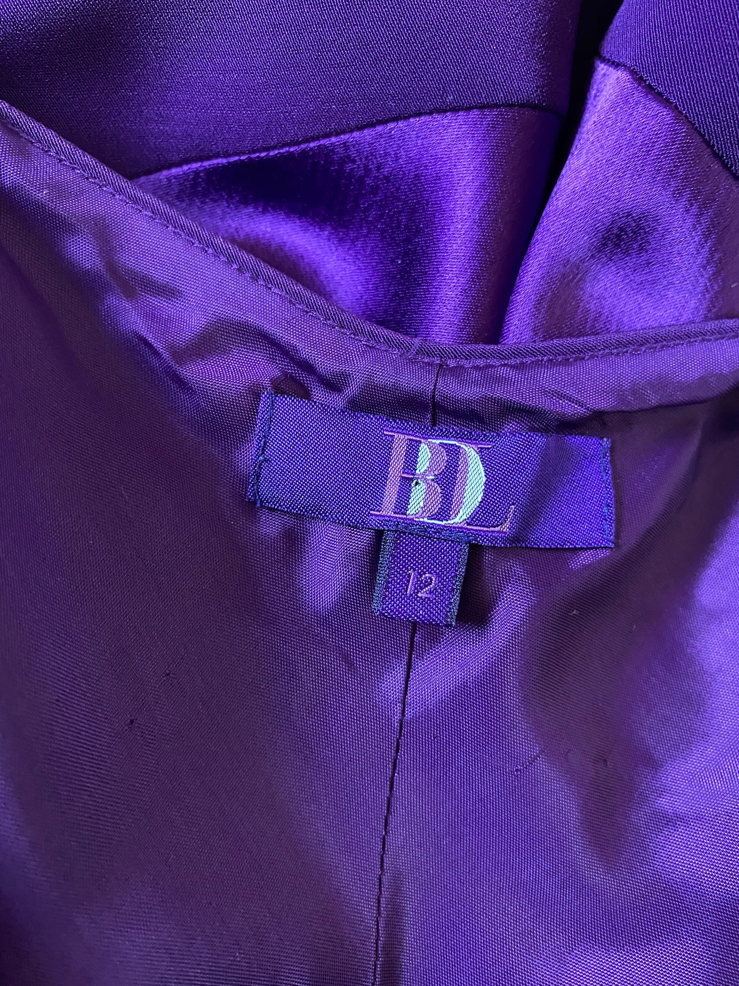 Purple satin panel slip evening gown UK 10-12
