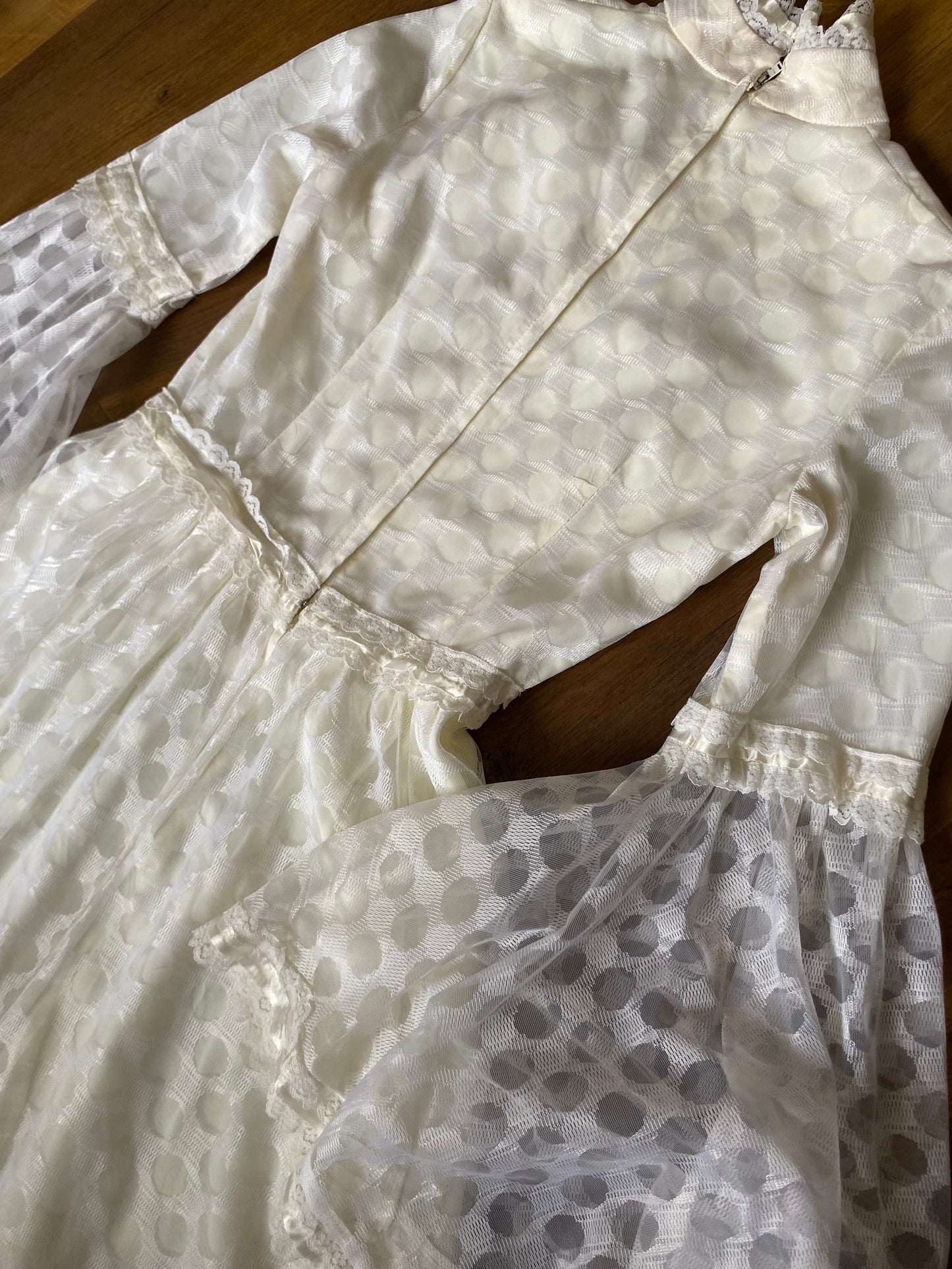 70s long sleeve lace wedding dress uk 10