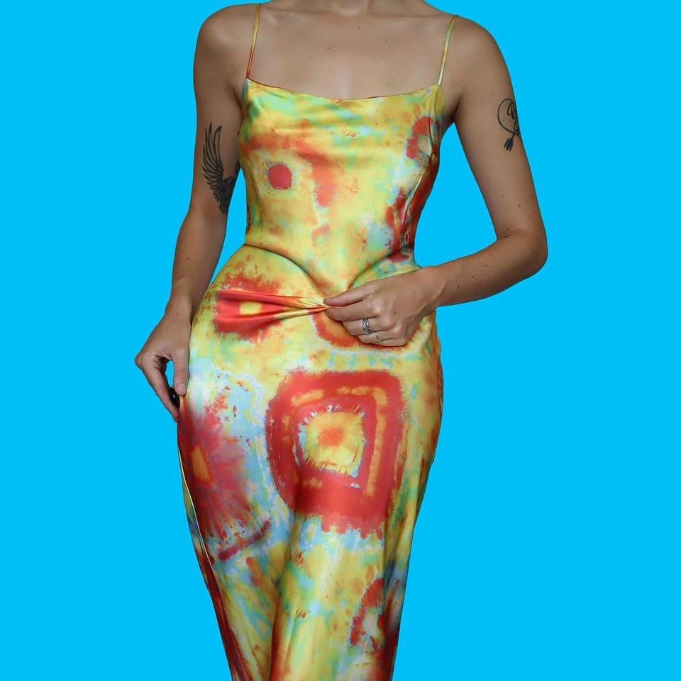 YVE London silky tie dye slip dress UK 10/12