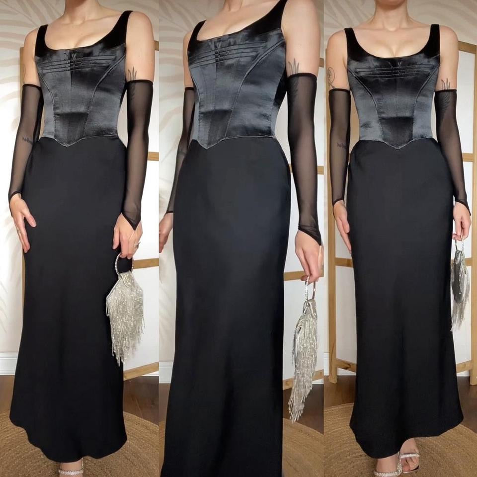 Dawn Stretton black corset evening dress uk 10