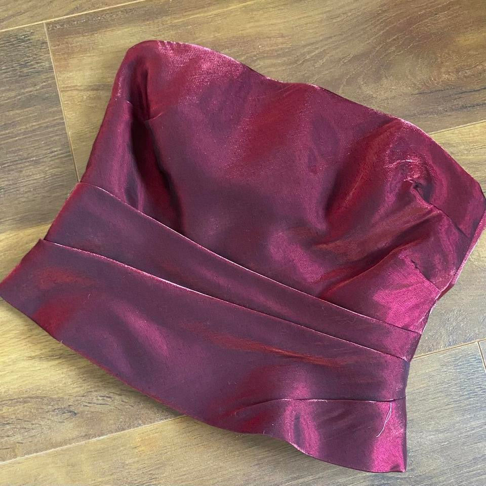 Dark red 2-piece top & skirt set uk 8