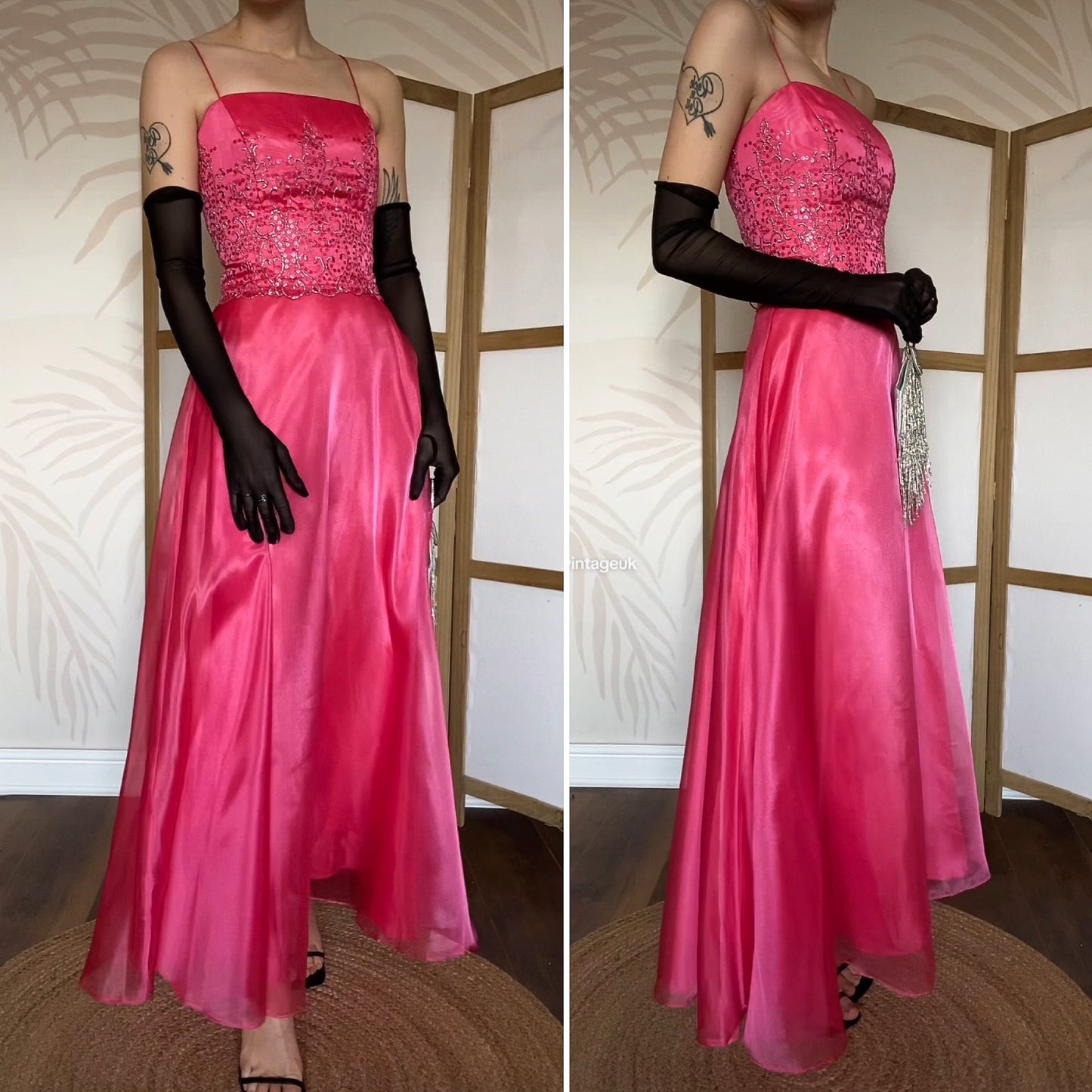 Pink Dave & Johnny organza 2 piece top & skirt set UK 8