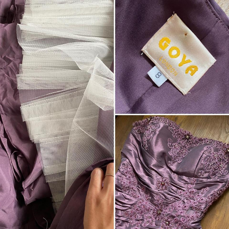Goya purple strapless prom gown & shawl uk 8