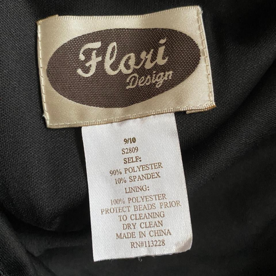 Flori black velvet beaded/gem evening dress UK 14