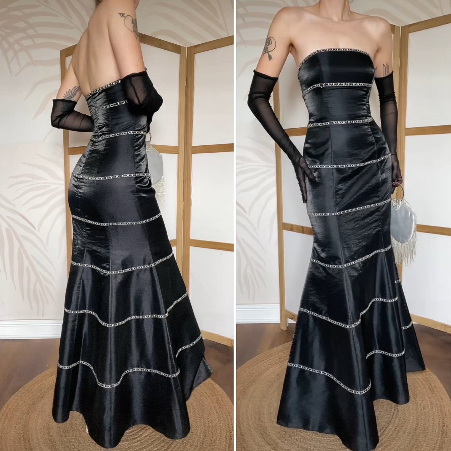 Yve London black strapless fishtail gown UK 10