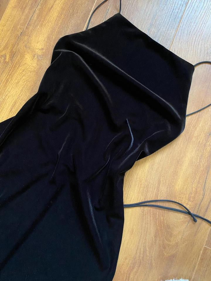 Laundry black velvet lace back evening dress UK 10