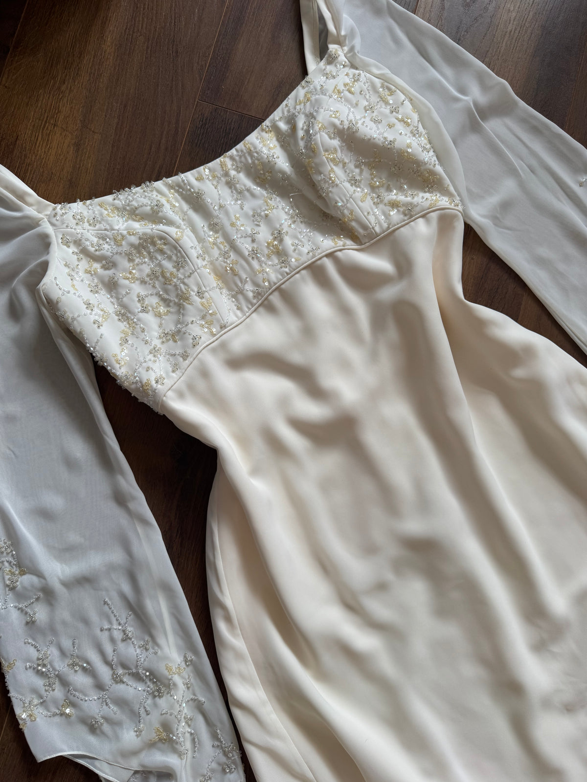 Ivory long sleeve ethereal wedding dress uk 14