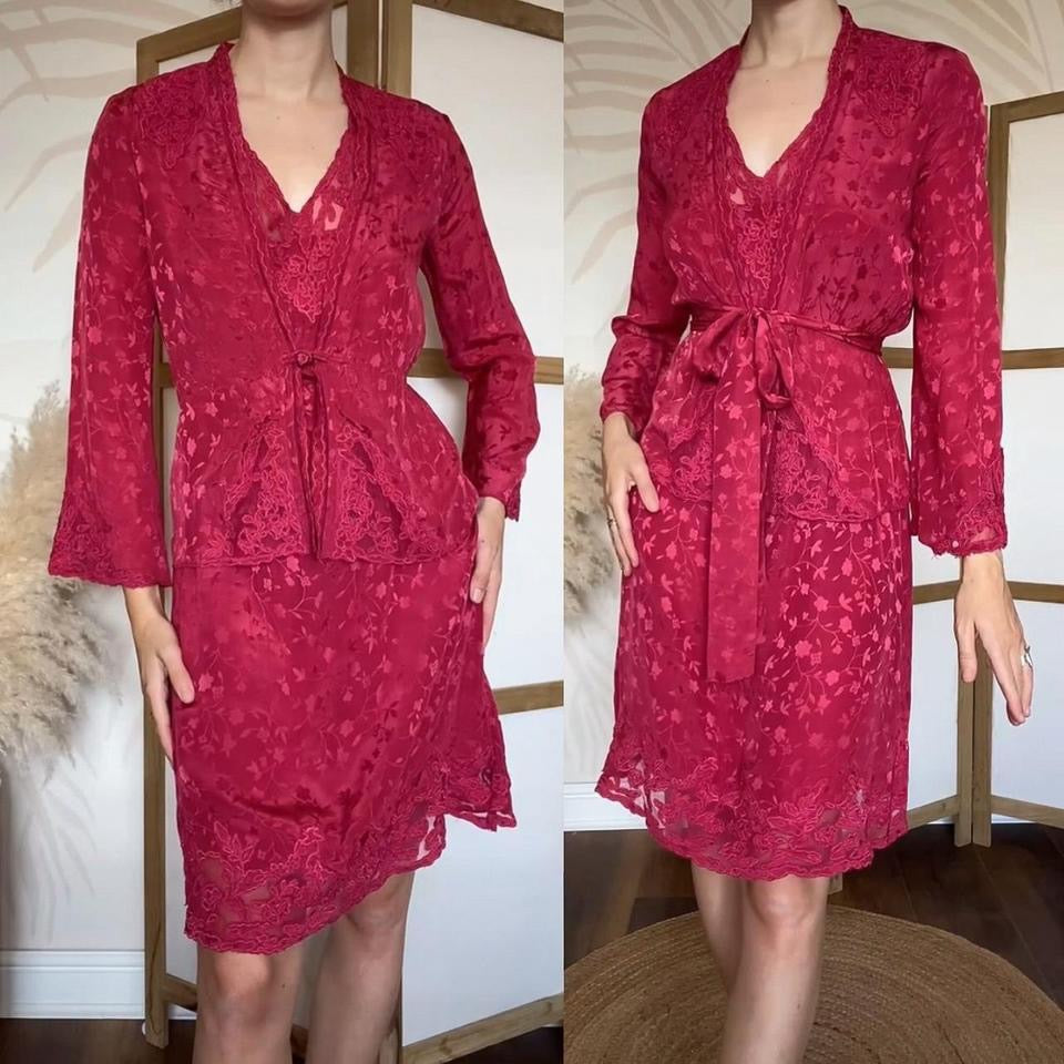 100% silk pink 2 piece uk 8-10/S