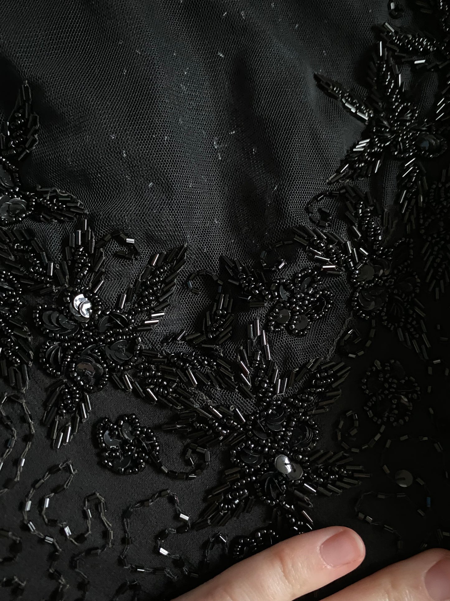 Vintage black beaded evening gown UK 8