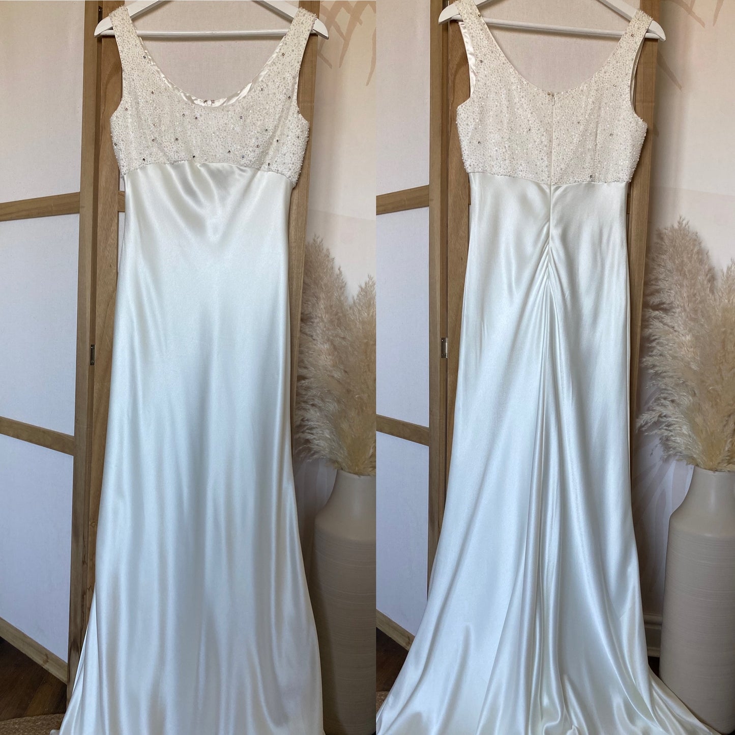 Mon Cheri Destinations satin beaded wedding dress uk 10