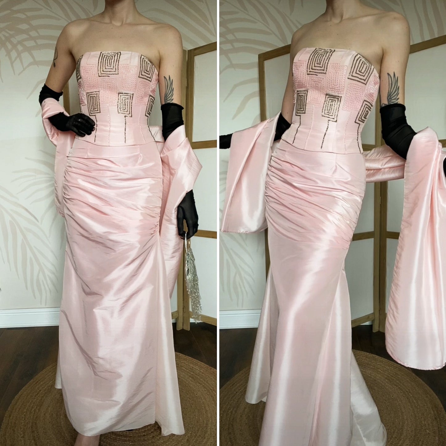 Pink 3-piece top/skirt & shawl prom set uk 8
