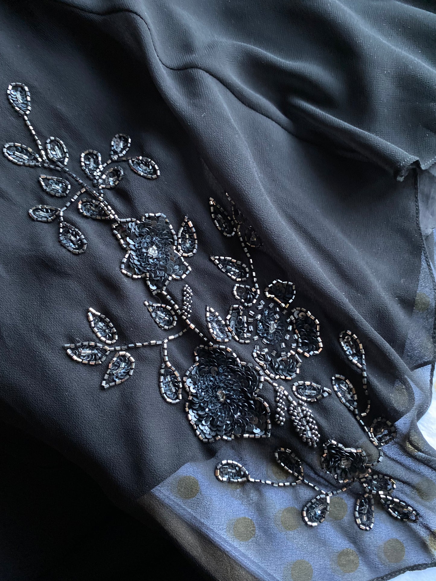 Black beaded midi dress UK 12