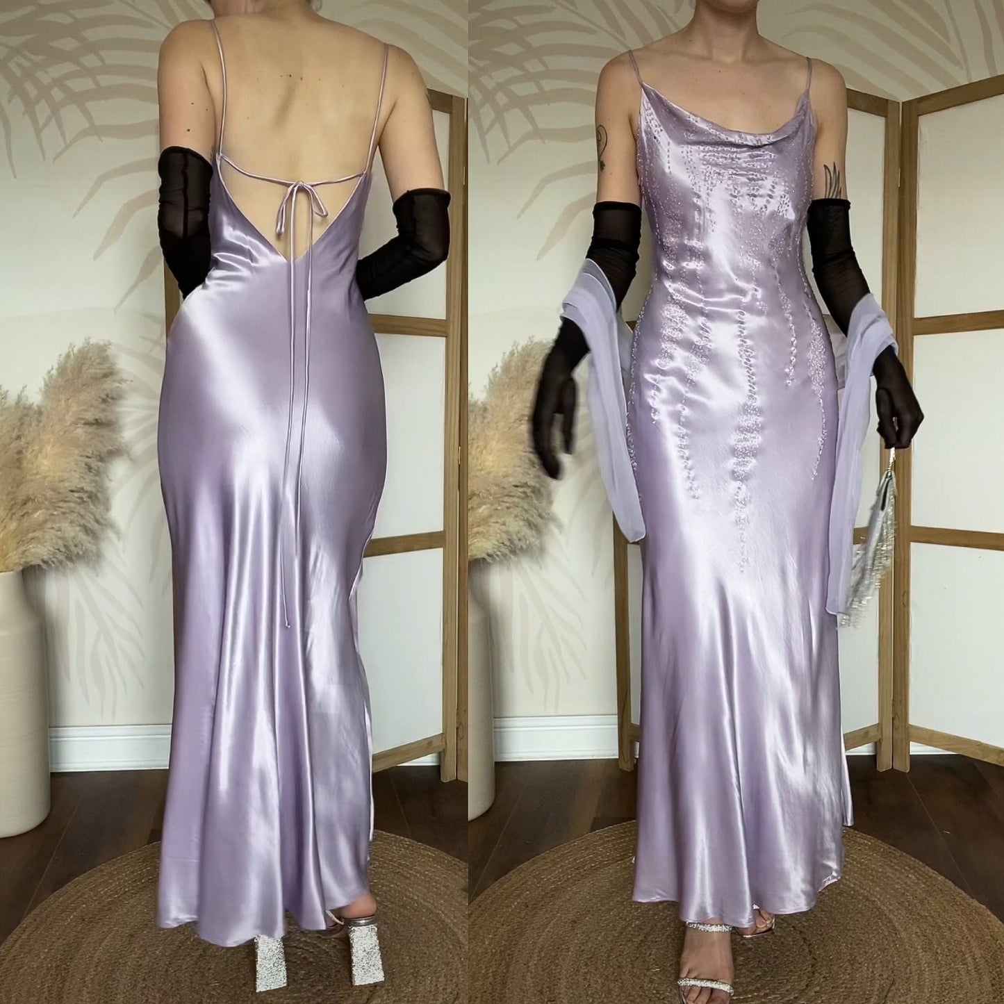 Yve London lilac glittery evening dress & shawl uk 8