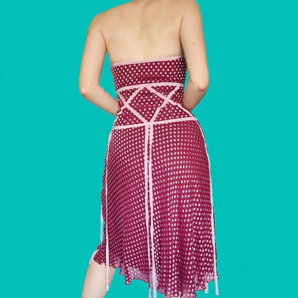 Silk blend strapless polka dot dress uk 12