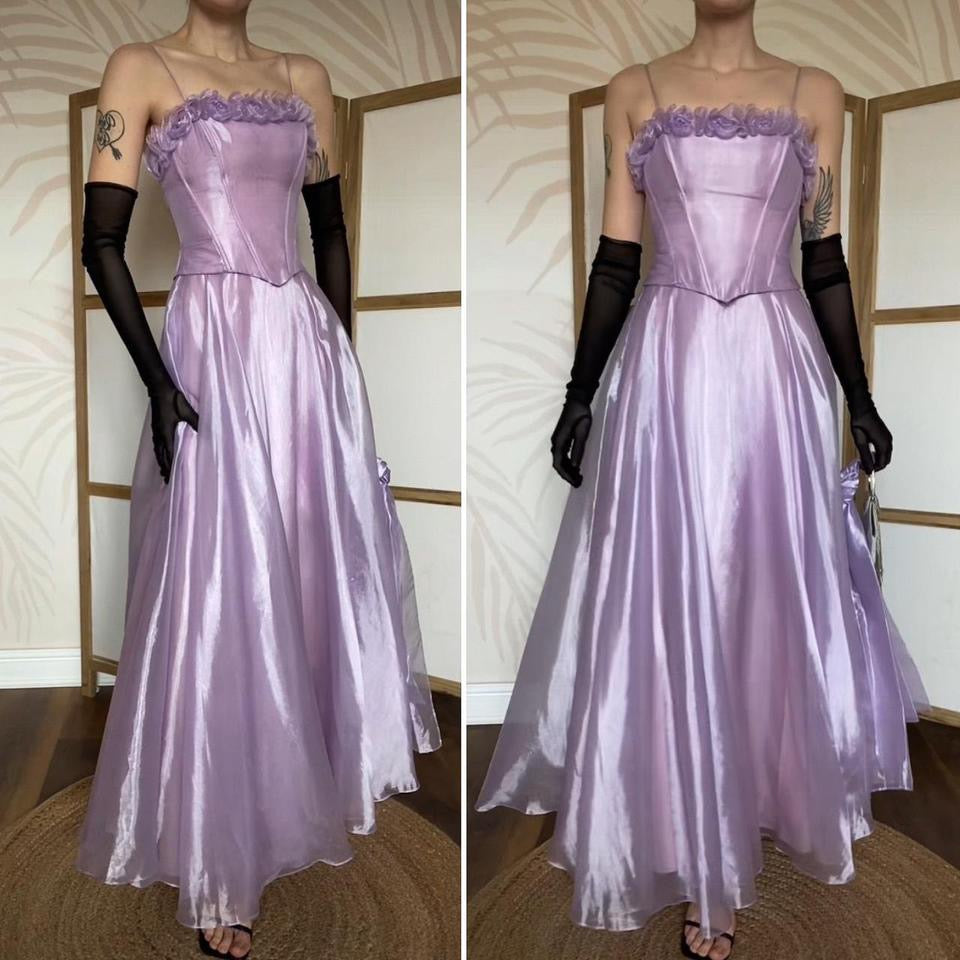 Yve London lilac organza a-line prom dress & shawl UK 10