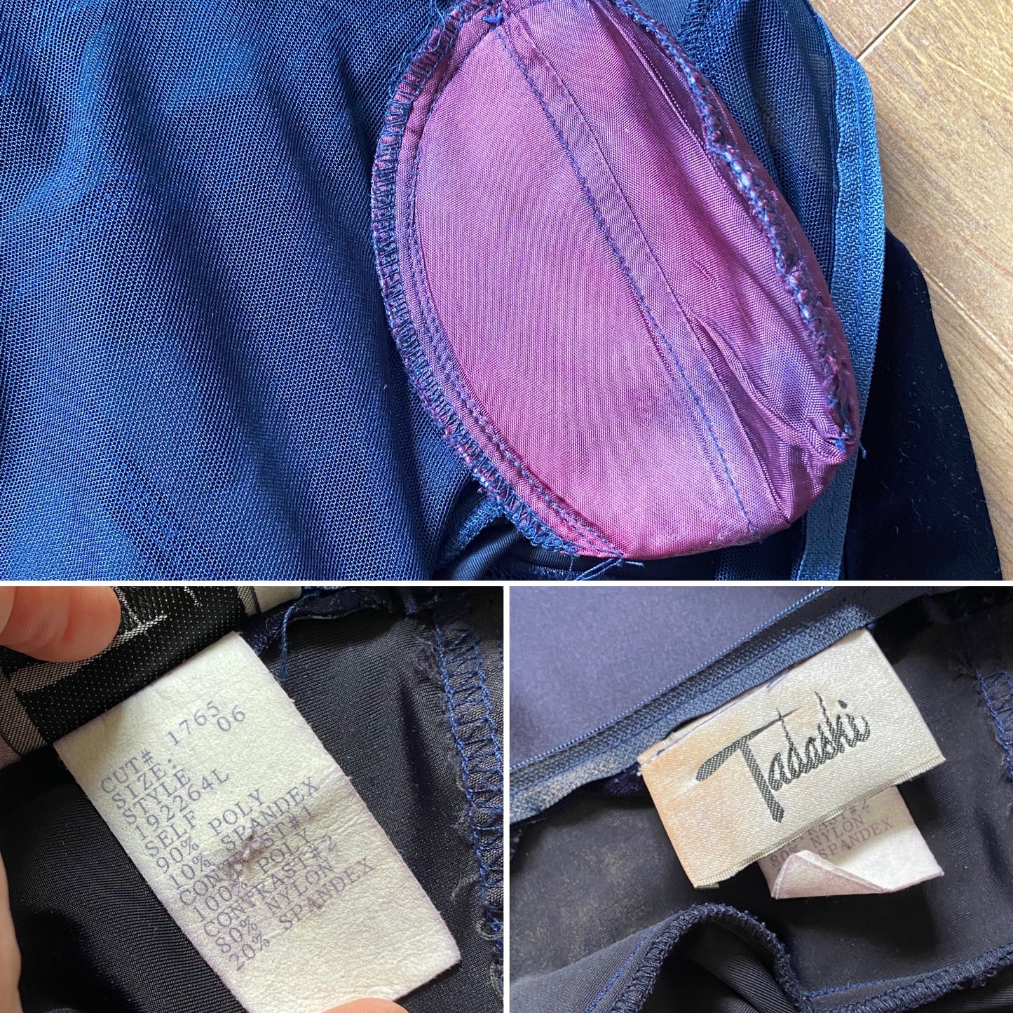 Tadashi navy high neck a-line evening dress uk 10