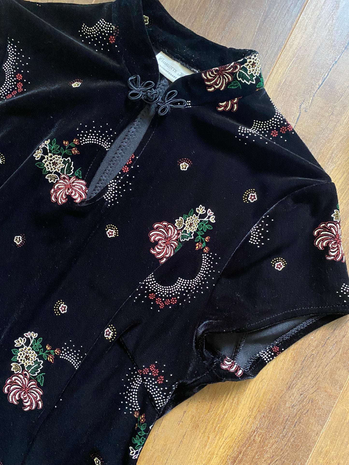 Charlotte Halton black velvet midi dress uk 14