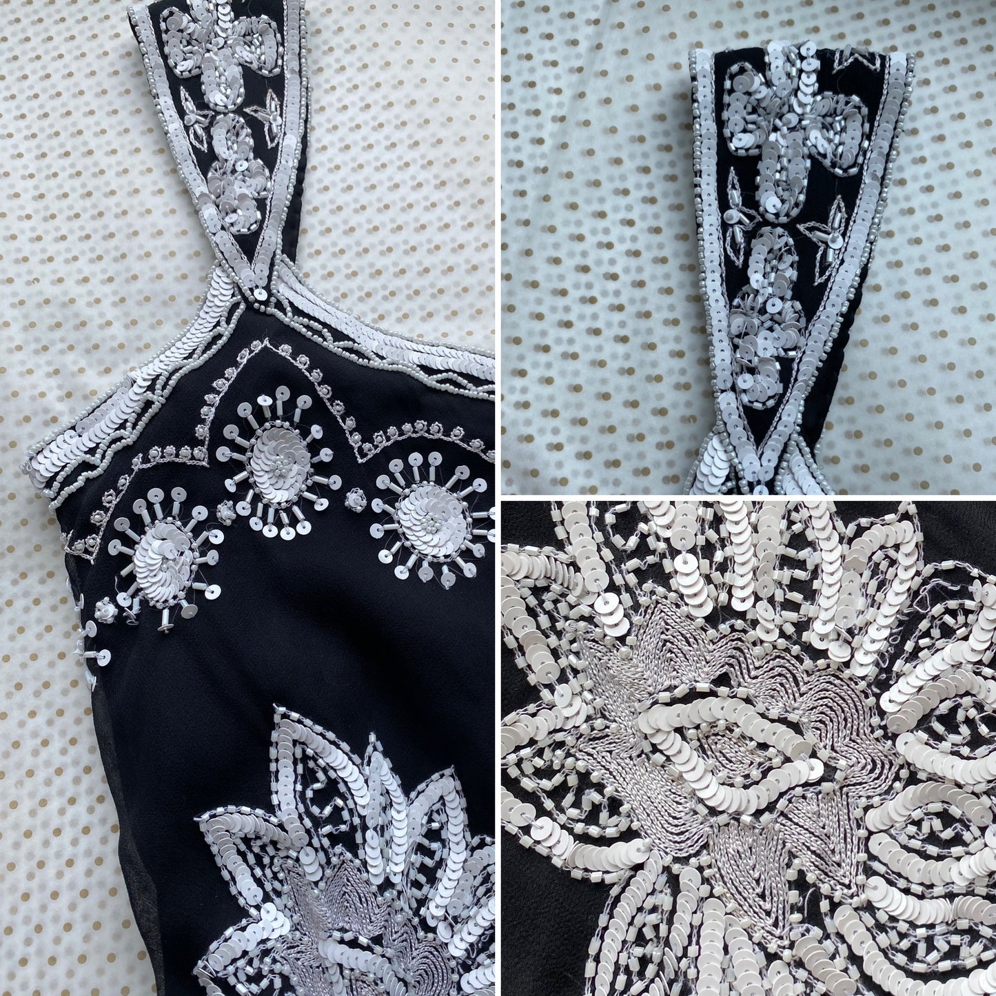 After Six black & white silk evening dress uk 10